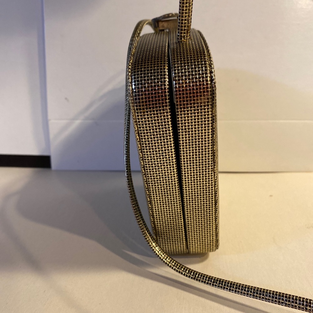 Albert Nipon Gold Textured Leather Crossbody Shou… - image 4